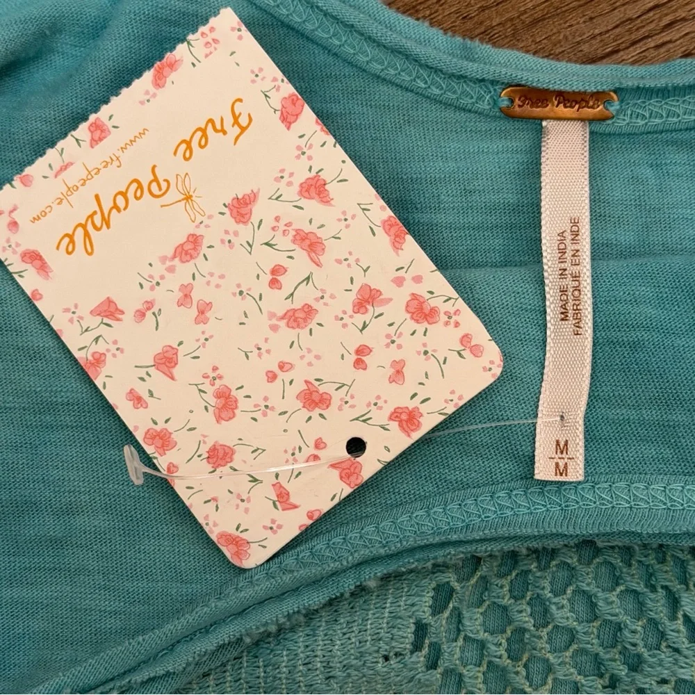 NWT‎ Free People Boho Hippie Eyelet Lace Tank Womens M Washed Tea Tie Dye Floral